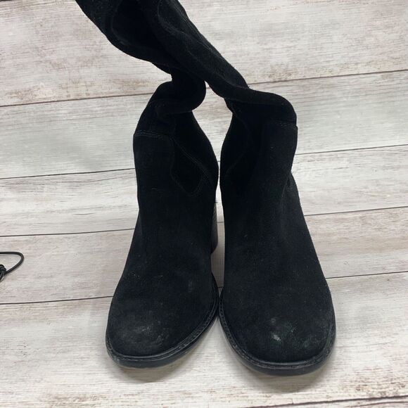 KDB SUEDE BOOTS OVER THE KNEE ANTHROPOLOGIE LOGAN BLACK 10 HEELS - Picture 12 of 16